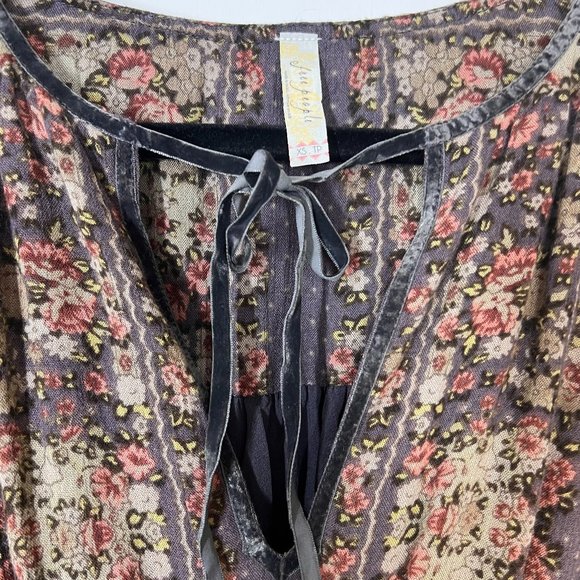 Free People Bridget Floral High-Low Dress in muted Earth tones, XS‎ - Picture 6 of 11